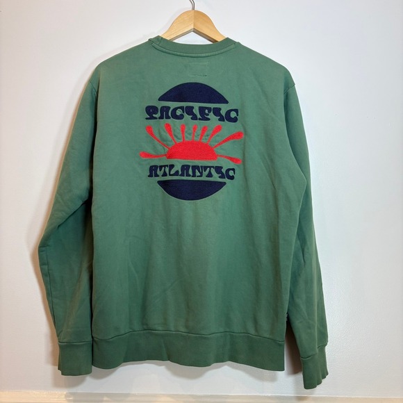 Dark Seas Division Men Medium Crewneck Sweatshirt Green Embroidered Logo Preppy - Picture 2 of 14